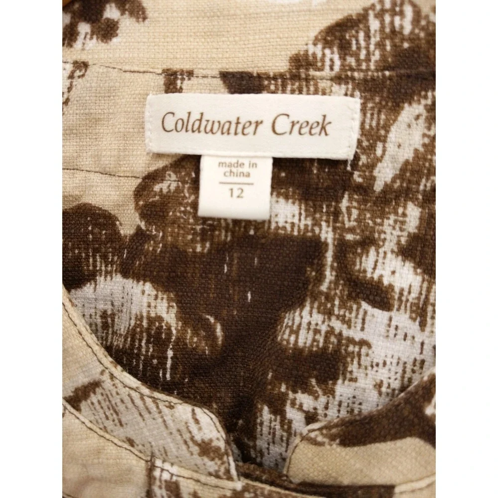 Coldwater Creek Floral Print Cropped Jacket Size 12 Cotton/Linen Barkcloth‎